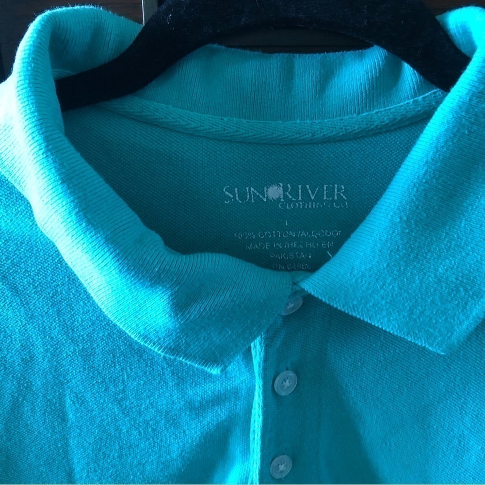 Sun River teal polo short sleeve shirt - Picture 4 of 7